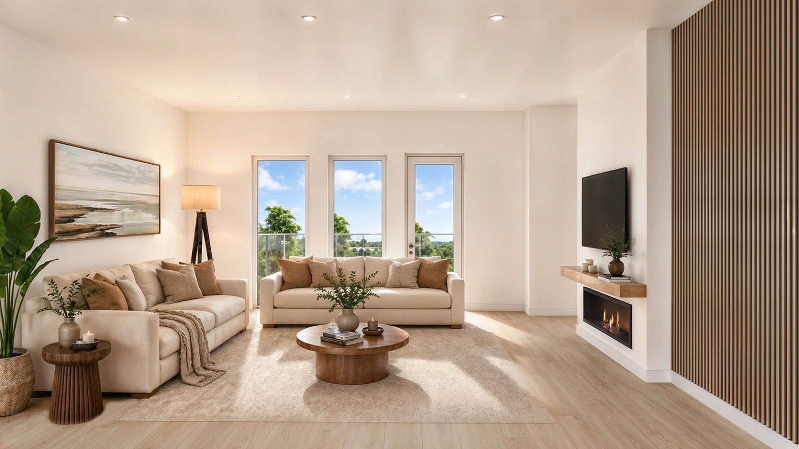 Fern & Oak living room rendering